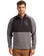 Colorado Rockies Cutter & Buck Adapt Eco Knit Hybrid Recycled Mens Quarter Zip Black Heather/Black Front