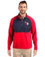 Cleveland Guardians Cutter & Buck Adapt Eco Knit Hybrid Recycled Mens Quarter Zip Red/Navy Blue Front