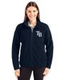 Tampa Bay Rays Cutter & Buck Cascade Eco Fleece Womens Full Zip Jacket Navy Blue Front