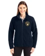 Milwaukee Brewers Cutter & Buck Cascade Eco Fleece Womens Full Zip Jacket Navy Blue Front