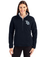 Tampa Bay Rays Cutter & Buck Cascade Eco Fleece Womens Pullover Jacket Navy Blue Front