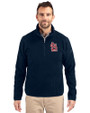 St. Louis Cardinals- Cutter & Buck Cascade Eco Sherpa Fleece Mens Big & Tall Quarter Zip Jacket Navy Blue Front