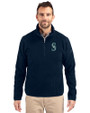 Seattle Mariners Cutter & Buck Cascade Eco Sherpa Fleece Mens Big & Tall Quarter Zip Jacket Navy Blue Front