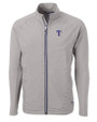Texas Rangers Cutter & Buck Adapt Eco Knit Hybrid Recycled Mens Big & Tall Full Zip Jacket Polished Medium Gray Mannequin