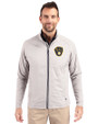 Milwaukee Brewers Cutter & Buck Adapt Eco Knit Hybrid Recycled Mens Big & Tall Full Zip Jacket Polished Medium Gray Front