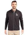 Los Angeles Dodgers Cutter & Buck Adapt Eco Knit Hybrid Recycled Mens Big & Tall Full Zip Jacket Black Front