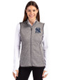 New York Yankees Cutter & Buck Mainsail Sweater Knit Womens Full Zip Vest Polished Heather Front