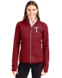 Texas Rangers Cutter & Buck Mainsail Sweater-Knit Womens Full Zip Jacket Cardinal Red Heather Front