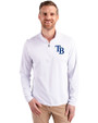 Tampa Bay Rays Cutter & Buck Virtue Eco Pique Recycled Quarter Zip Mens Big & Tall Pullover White Front
