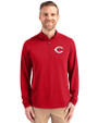 Cincinnati Reds Cutter & Buck Virtue Eco Pique Recycled Quarter Zip Mens Big & Tall Pullover Red Front