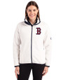 Boston Red Sox Cutter & Buck Cascade Eco Fleece Womens Full Zip Jacket Shell/Navy Blue Front