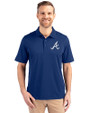 Atlanta Braves Cutter & Buck Forge Stretch Mens Big and Tall Polo Tour Blue Front