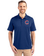 Chicago Cubs Cutter & Buck Forge Stretch Mens Big and Tall Polo Tour Blue Front