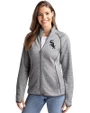 Chicago White Sox Cutter & Buck Mainsail Sweater-Knit Womens Full Zip Jacket Polished Heather Front