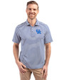Kentucky Wildcats Cutter & Buck Virtue Eco Pique Stripe Recycled Mens Big and Tall Polo Tour Blue Front
