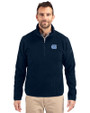 North Carolina Tar Heels Cutter & Buck Cascade Eco Fleece Mens Quarter Zip Jacket Navy Blue Front