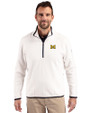 Michigan Wolverines Cutter & Buck Cascade Eco Fleece Mens Quarter Zip Jacket Shell/Navy Blue Front