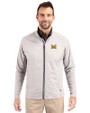 Michigan Wolverines Cutter & Buck Adapt Eco Knit Hybrid Recycled Mens Big & Tall Full Zip Jacket Polished Medium Gray Front
