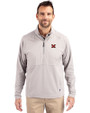 Miami University RedHawks - Cutter & Buck Adapt Eco Knit Hybrid Recycled Mens Quarter Zip Polished Medium Gray Front