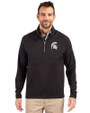 Michigan State Spartans Cutter & Buck Adapt Eco Knit Hybrid Recycled Mens Quarter Zip Black Front