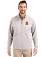 Syracuse Orange Cutter & Buck Adapt Eco Knit Hybrid Recycled Mens Quarter Zip Polished Medium Gray Front