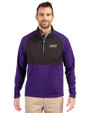 James Madison Dukes Cutter & Buck Adapt Eco Knit Hybrid Recycled Mens Quarter Zip College Purple/Black Front