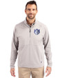 Saint Louis Billikens Cutter & Buck Adapt Eco Knit Hybrid Recycled Mens Quarter Zip Polished Medium Gray Front