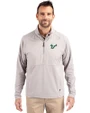 South Florida Bulls Cutter & Buck Adapt Eco Knit Hybrid Recycled Mens Quarter Zip Polished Medium Gray Front