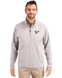 South Florida Bulls Cutter & Buck Adapt Eco Knit Hybrid Recycled Mens Quarter Zip Polished Medium Gray Front