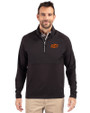 Oklahoma State Cowboys Cutter & Buck Adapt Recycled Soft Knit Stretch Mens Hybrid Quarter Zip Pullover  Black Front