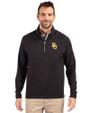 Baylor Bears Cutter & Buck Adapt Eco Knit Hybrid Recycled Mens Quarter Zip Black Front