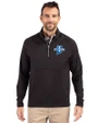 Indiana State Sycamores Cutter & Buck Adapt Recycled Soft Knit Stretch Mens Hybrid Quarter Zip Pullover  Black Front