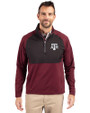 Texas A&M Aggies Cutter & Buck Adapt Eco Knit Hybrid Recycled Mens Quarter Zip Bordeaux/Black Front