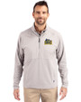 Drexel Dragons Cutter & Buck Adapt Eco Knit Hybrid Recycled Mens Quarter Zip Polished Medium Gray Front