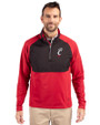 Cincinnati Bearcats Cutter & Buck Adapt Eco Knit Hybrid Recycled Mens Quarter Zip Cardinal Red/Black Front