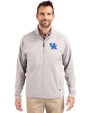 Kentucky Wildcats Cutter & Buck Adapt Eco Knit Hybrid Recycled Mens Quarter Zip Polished Medium Gray Front