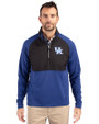 Kentucky Wildcats Cutter & Buck Adapt Eco Knit Hybrid Recycled Mens Quarter Zip Tour Blue/Black Front