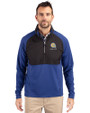 Albany State University Golden Rams Cutter & Buck Adapt Eco Knit Hybrid Recycled Mens Quarter Zip Tour Blue/Black Front