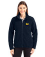 Michigan Wolverines Cutter & Buck Cascade Eco Fleece Womens Full Zip Jacket Navy Blue Front