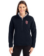 St Johns Red Storm Cutter & Buck Cascade Eco Fleece Womens Pullover Jacket Navy Blue Front