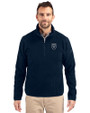 Emory Eagles Cutter & Buck Cascade Eco Sherpa Fleece Mens Big & Tall Quarter Zip Jacket Navy Blue Front