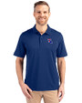 Louisiana Tech Bulldogs Cutter & Buck Forge Stretch Mens Big and Tall Polo Tour Blue Front