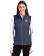 North Carolina Tar Heels Cutter & Buck Mainsail Sweater Knit Womens Full Zip Vest Liberty Navy Heather Front