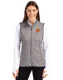Clemson Tigers Cutter & Buck Mainsail Sweater Knit Womens Full Zip Vest Polished Heather Front