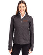 UOP Tigers Cutter & Buck Mainsail Sweater-Knit Womens Full Zip Jacket Charcoal Heather Front