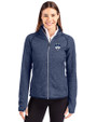 UConn Huskies - Cutter & Buck Mainsail Sweater-Knit Womens Full Zip Jacket Liberty Navy Heather Front