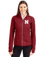 Nebraska Cornhuskers Cutter & Buck Mainsail Sweater-Knit Womens Full Zip Jacket Cardinal Red Heather Front