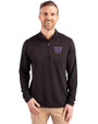 Washington Huskies Cutter & Buck Virtue Eco Pique Recycled Quarter Zip Mens Big & Tall Pullover Black Front