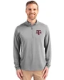 Texas A&M Aggies Cutter & Buck Virtue Eco Pique Recycled Quarter Zip Mens Big & Tall Pullover Polished Medium Gray Front