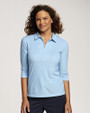 Cutter & Buck Blaine Oxford 3/4 Sleeve Womens Zip Polo SEAWH_PRO_HG 1
